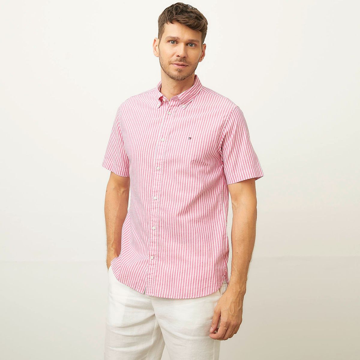 TOMMY HILFIGER - Camisa Casual Manga Corta Algodón Hombre Tommy Hilfiger