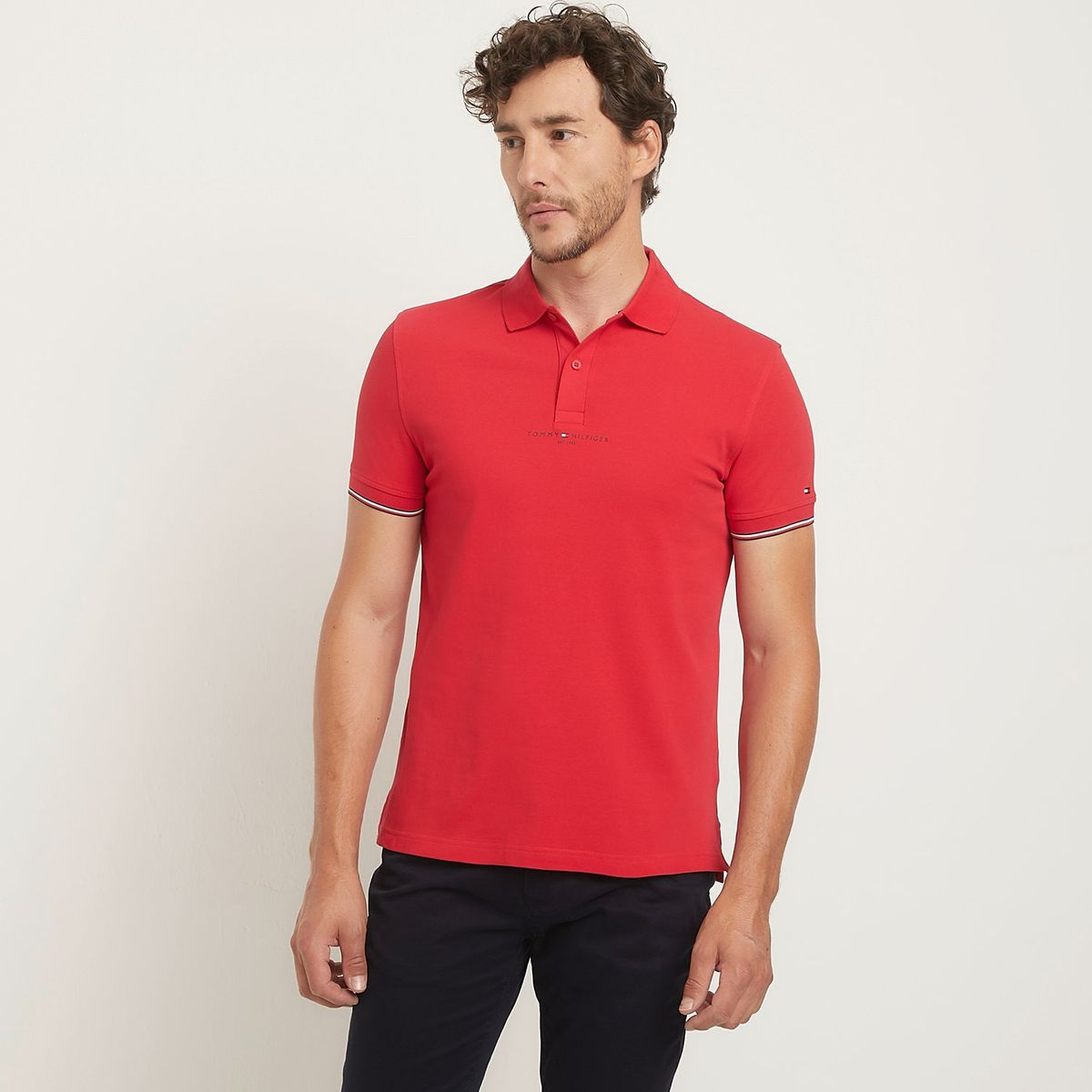 TOMMY HILFIGER - Polera Con Cuello Pique Manga Corta Algodón Hombre Tommy Hilfiger