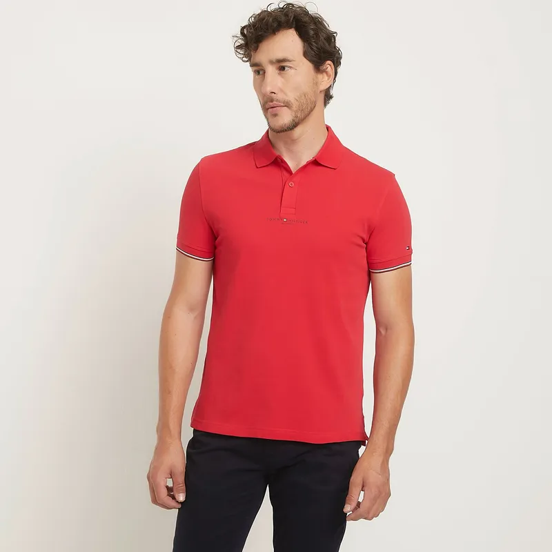 TOMMY HILFIGER - Polera Con Cuello Pique Manga Corta Algodón Hombre Tommy Hilfiger