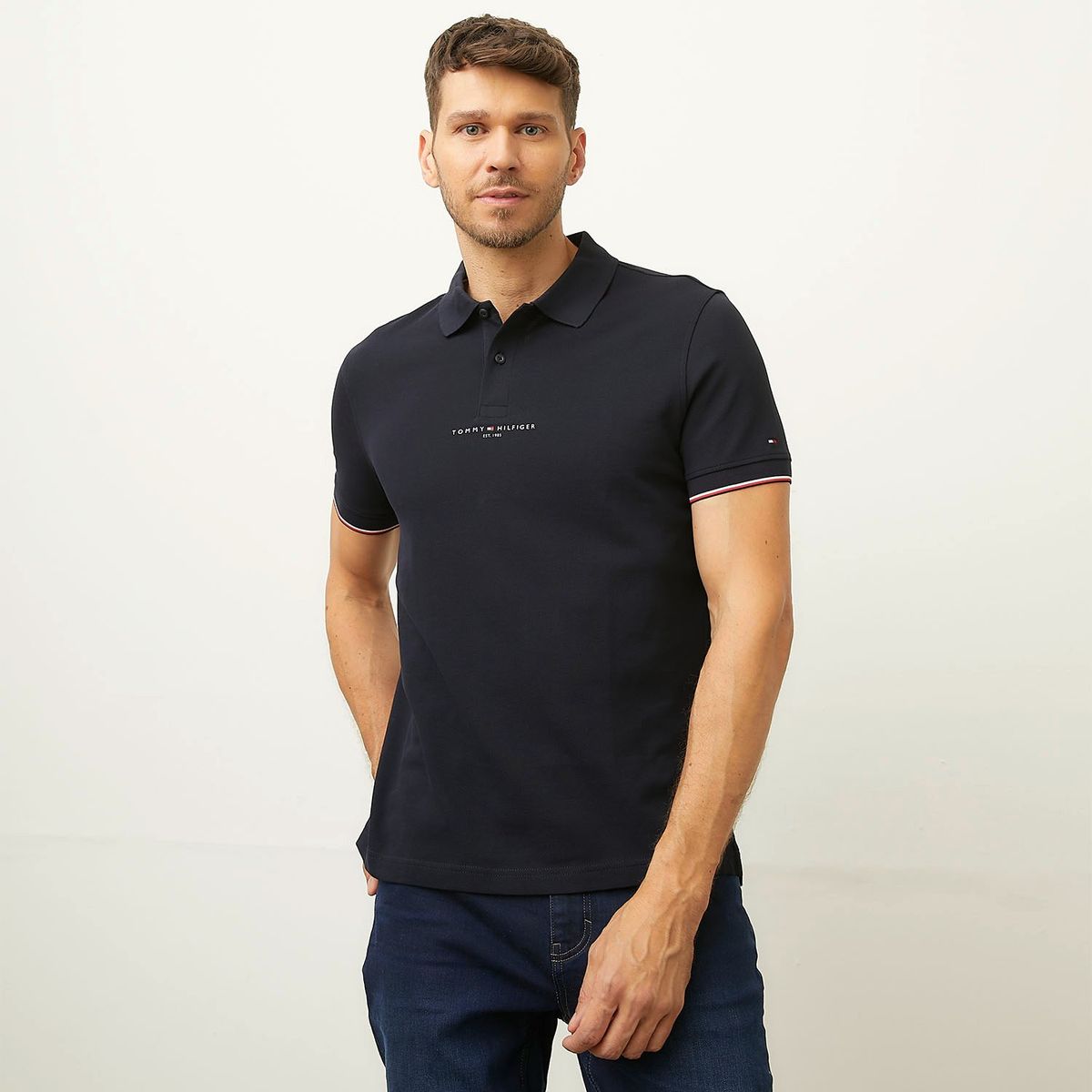 TOMMY HILFIGER - Polera Con Cuello Pique Manga Corta Algodón Hombre Tommy Hilfiger