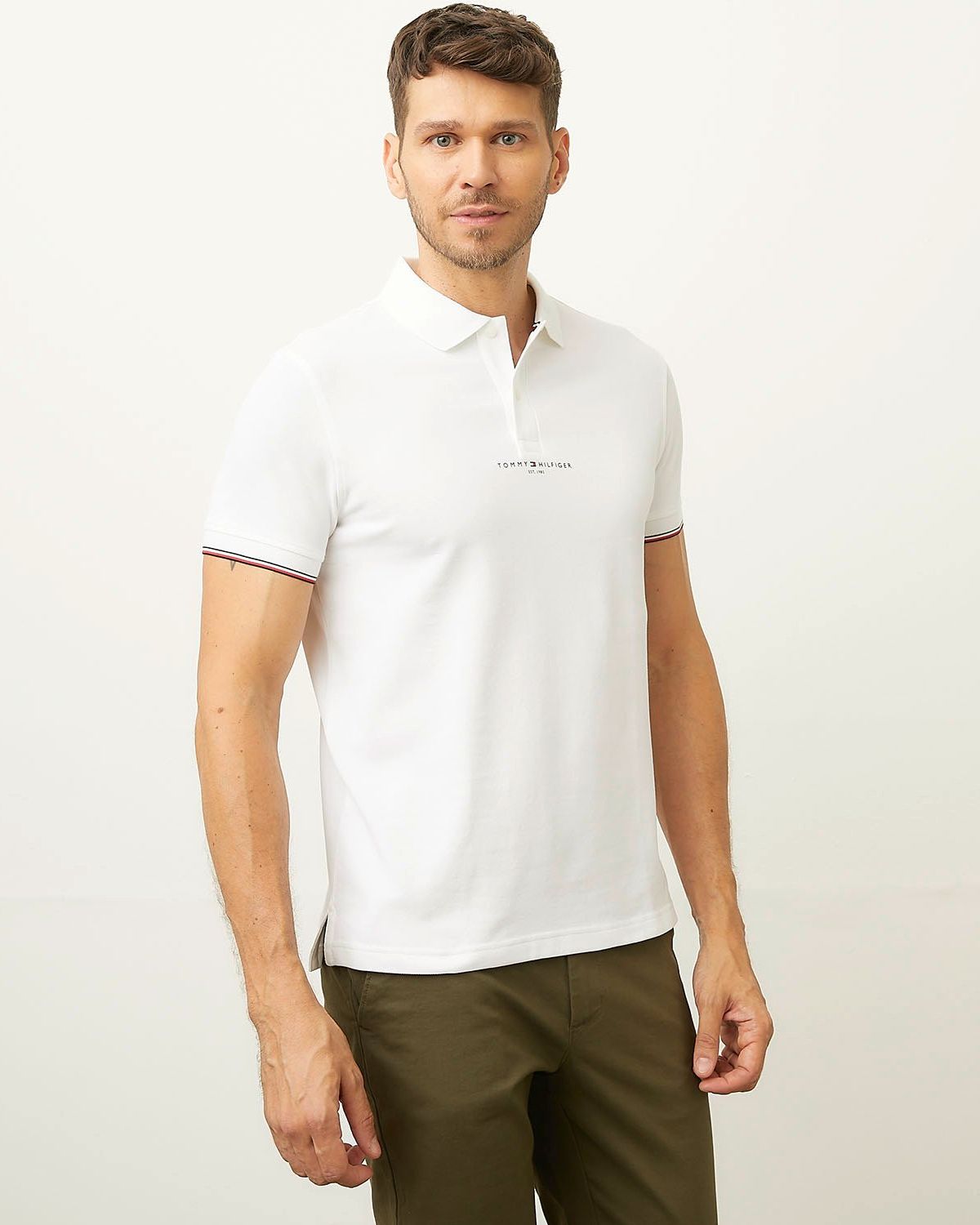 TOMMY HILFIGER Polera Con Cuello Pique Manga Corta Algodón Hombre