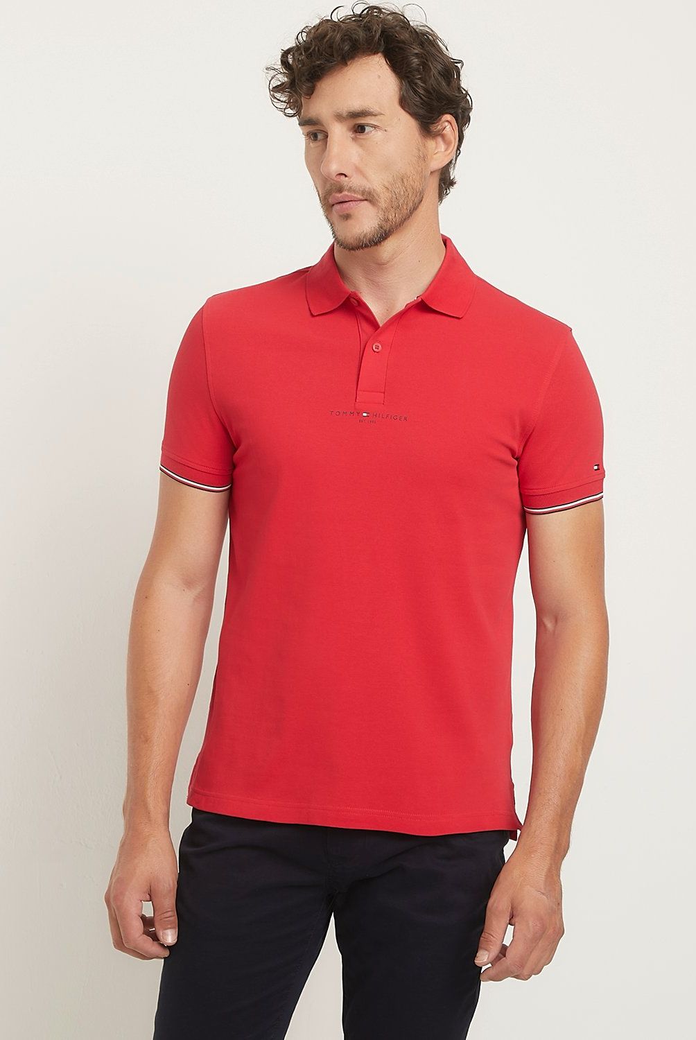 TOMMY HILFIGER - Polera Con Cuello Pique Manga Corta Algodón Hombre Tommy Hilfiger