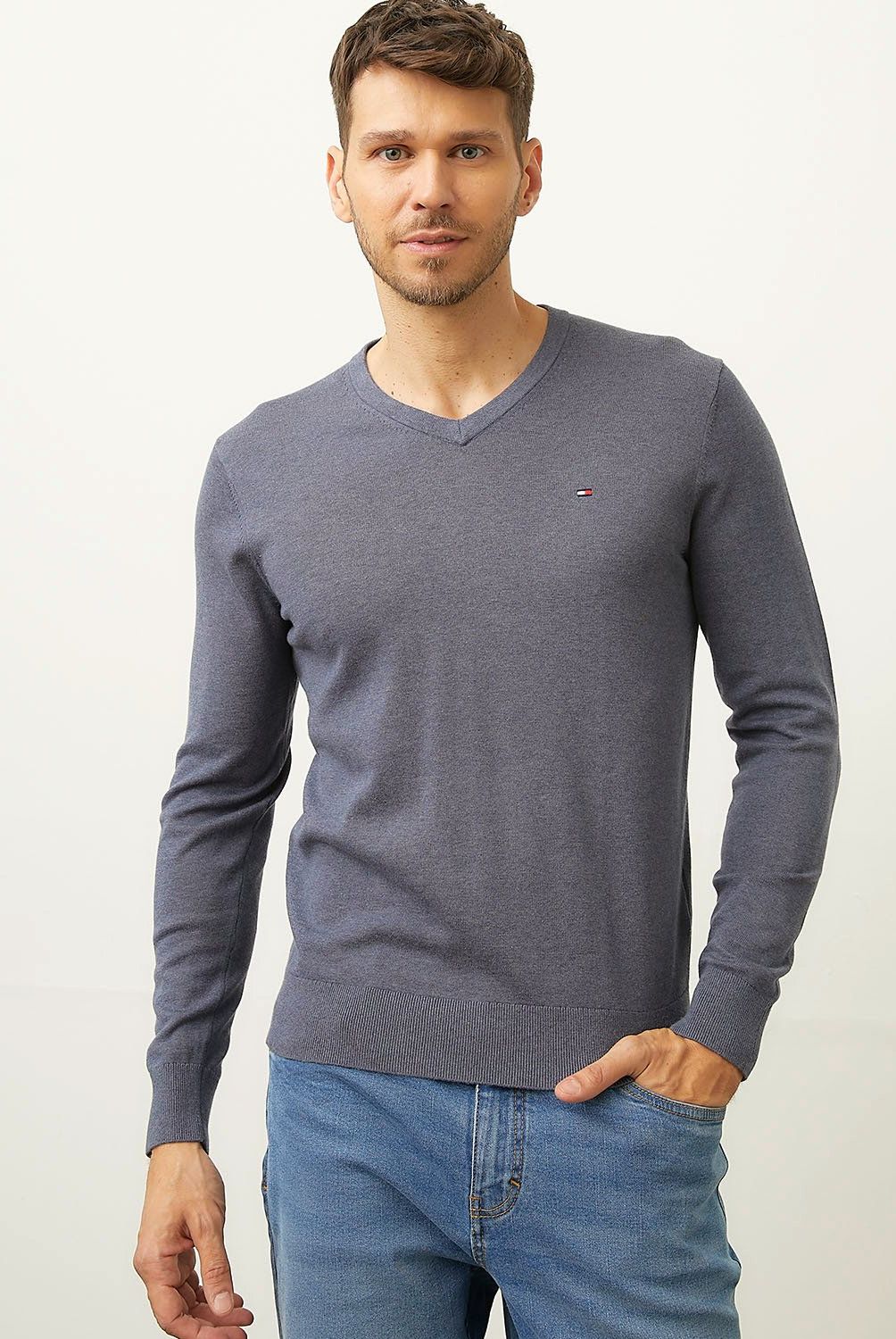 TOMMY HILFIGER - Sweater Cuello V Algodón Hombre Tommy Hilfiger