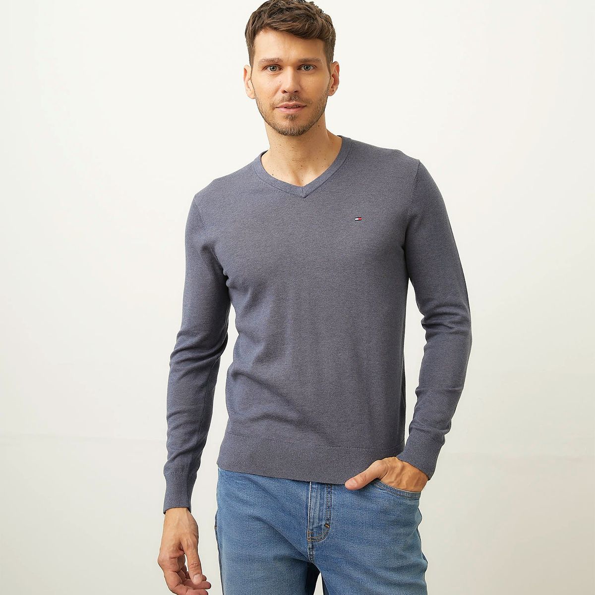 TOMMY HILFIGER - Sweater Cuello V Algodón Hombre Tommy Hilfiger