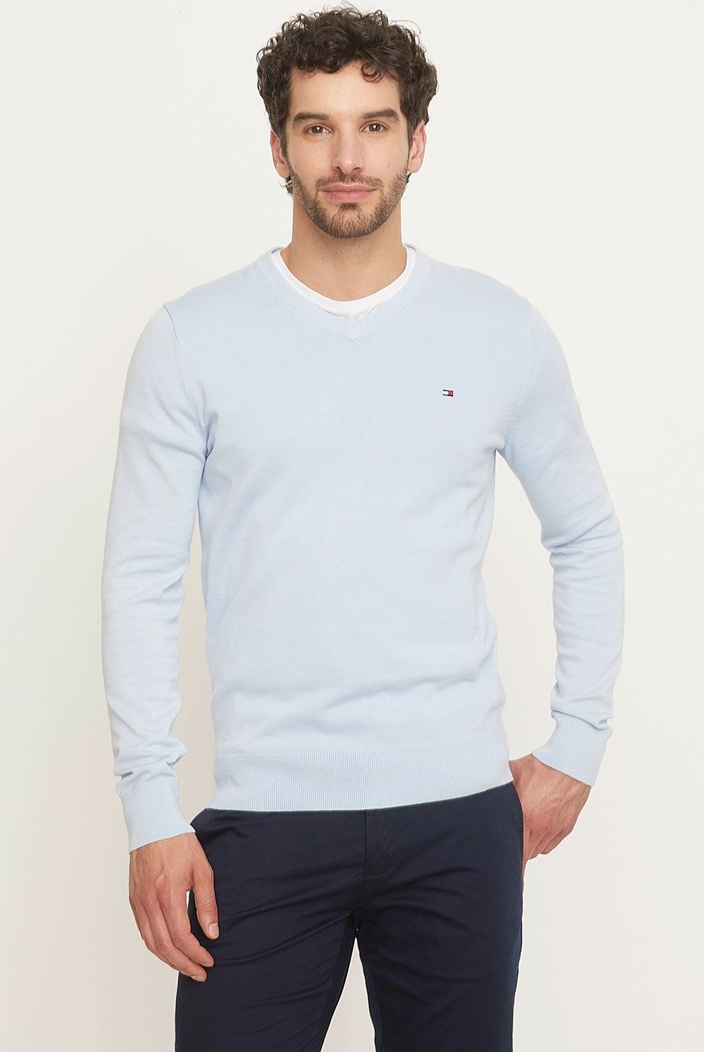 TOMMY HILFIGER - Sweater Cuello V Algodón Hombre Tommy Hilfiger