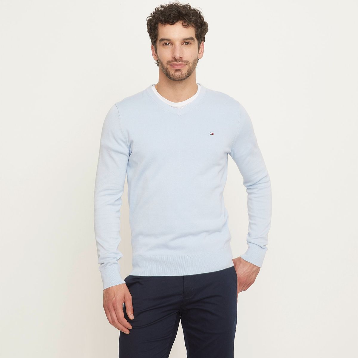 TOMMY HILFIGER - Sweater Cuello V Algodón Hombre Tommy Hilfiger