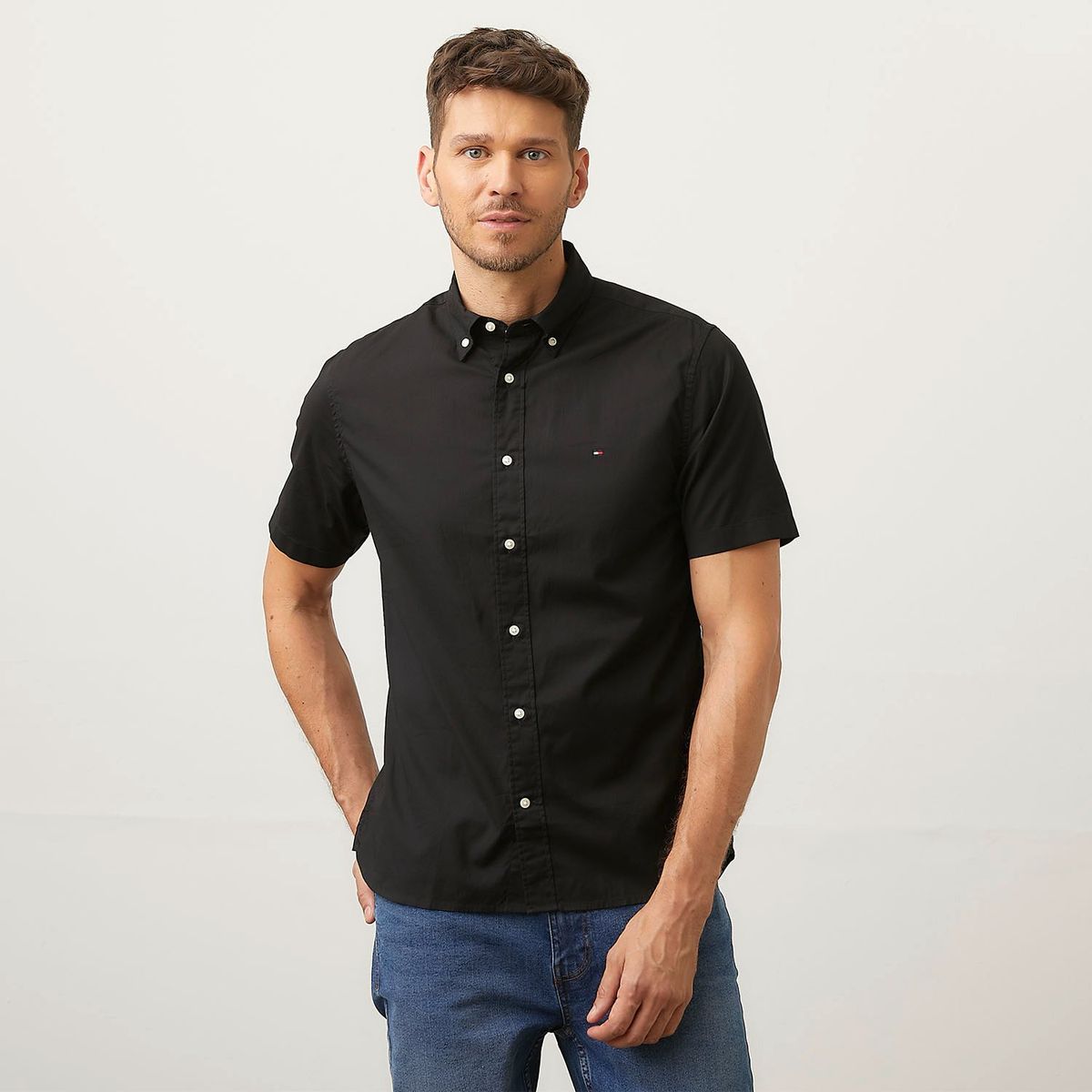 TOMMY HILFIGER - Camisa Casual Manga Corta Algodón Hombre Tommy Hilfiger