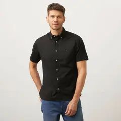TOMMY HILFIGER - Camisa Casual Manga Corta Algodón Hombre