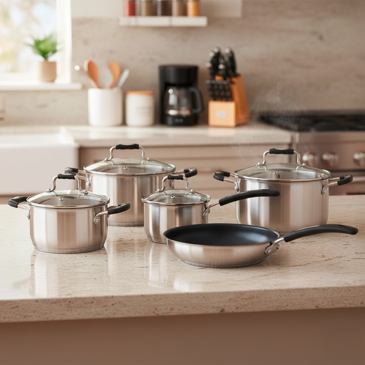 WURDEN - Batería De Cocina 9 Piezas Acero Inoxidable New Munk Wurden