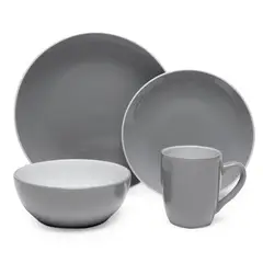MICA - Juego De Vajilla Two Tones 16 Piezas Gris
