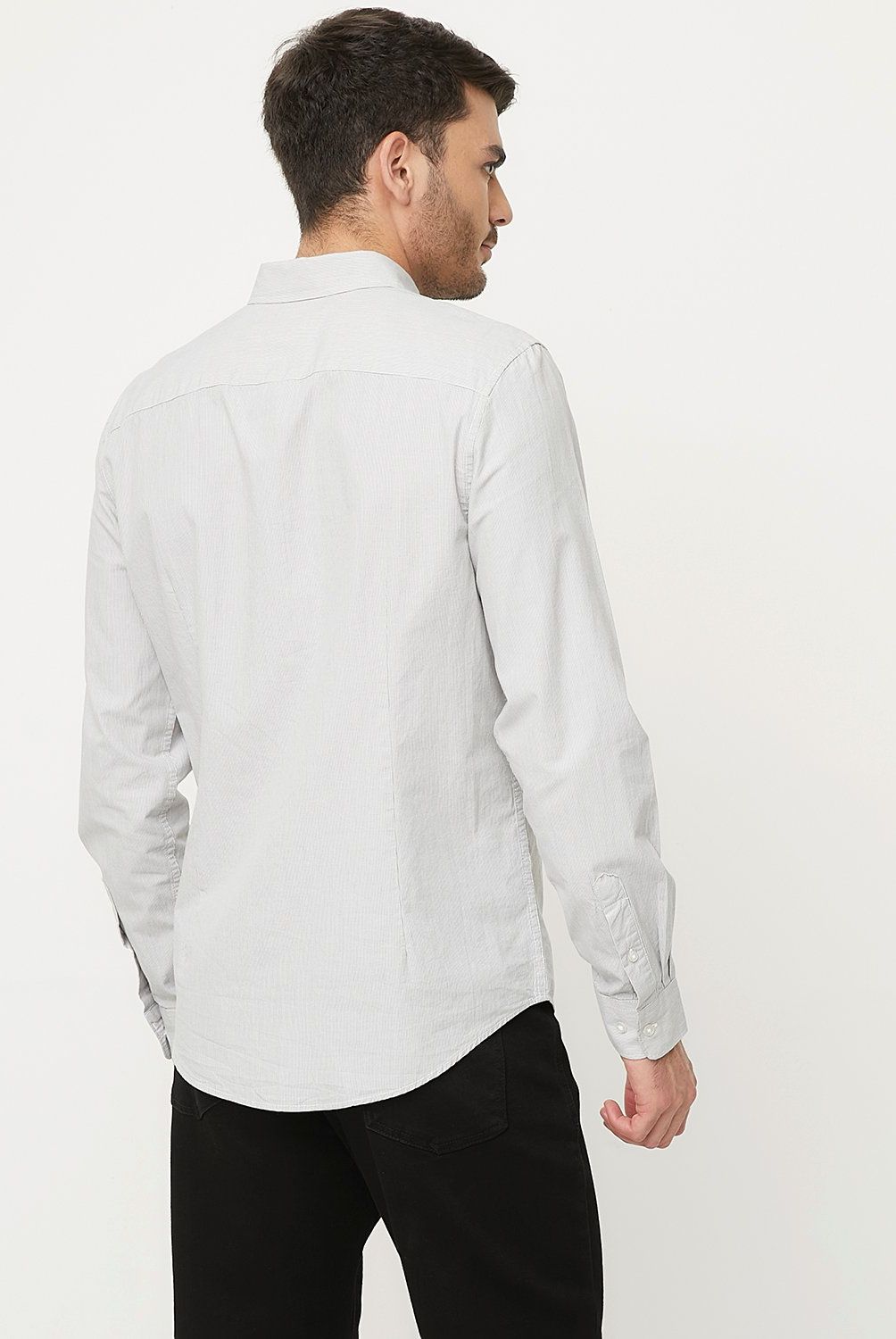 BASEMENT - Camisa Casual Hombre Basement Algodón Slim Fit Rayas