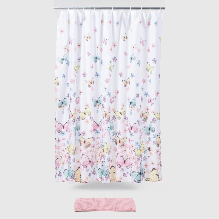 Set De Cortina De Baño Butter Estampada Con Mariposas