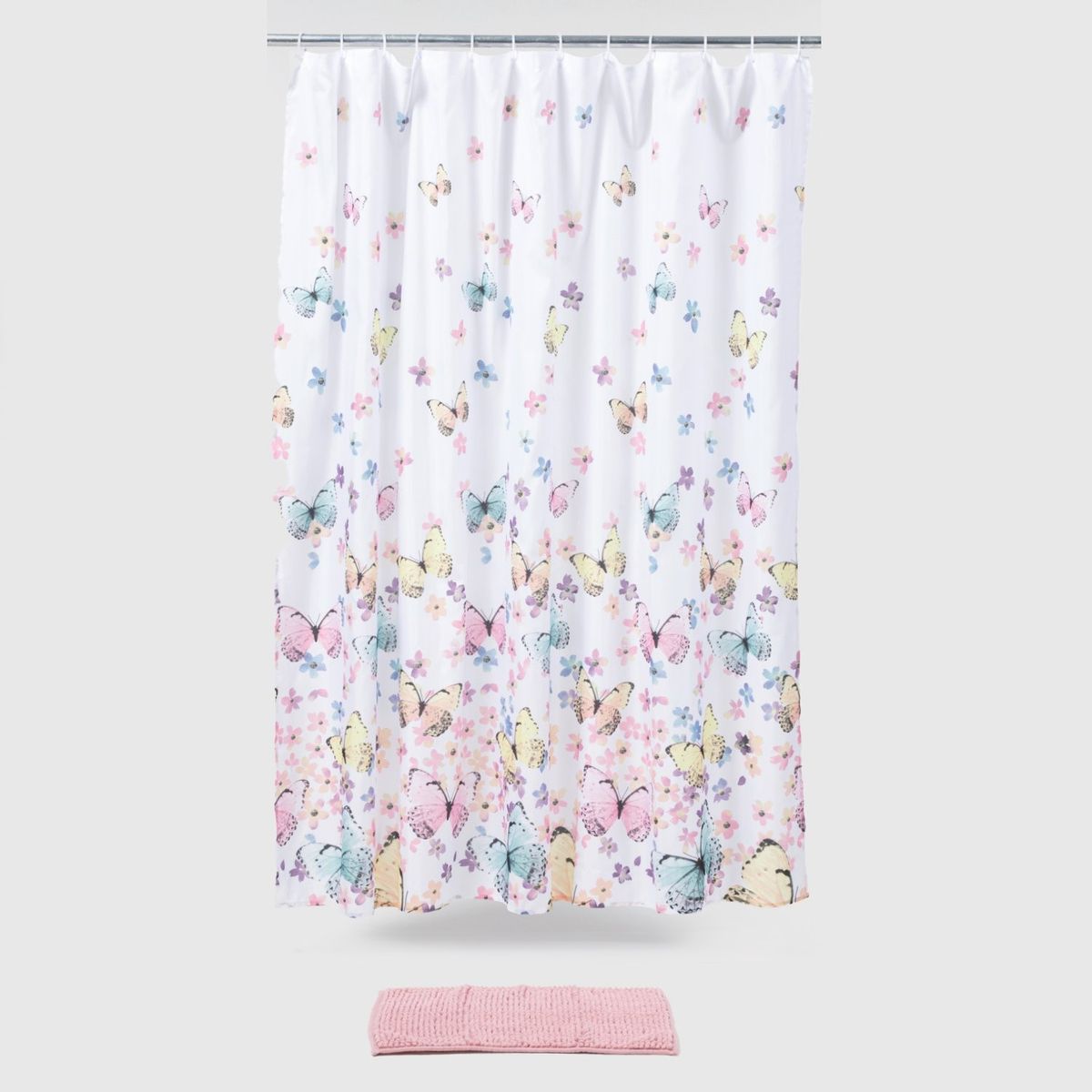 MICA - Set De Cortina De Baño Butter Estampada Con Mariposas Mica