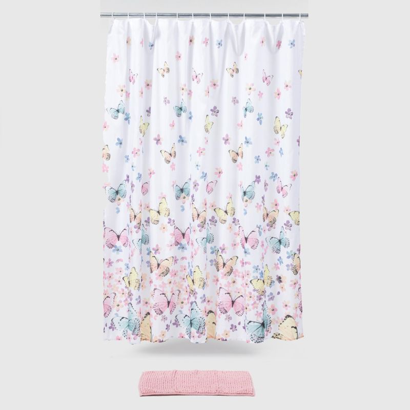 MICA - Set de Cortina de Baño Mica Butter Estampada con Mariposas