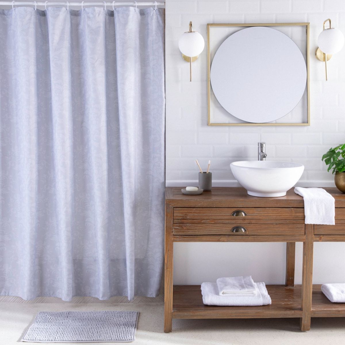 MICA - Set De Cortina De Baño Roma 3 Piezas Mica