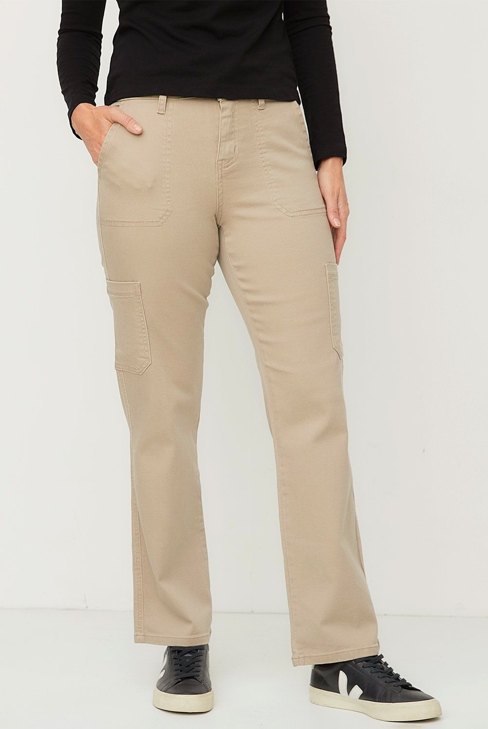 NEWPORT - Pantalón Cargo Newport Mujer Algodón Casual Tiro Medio