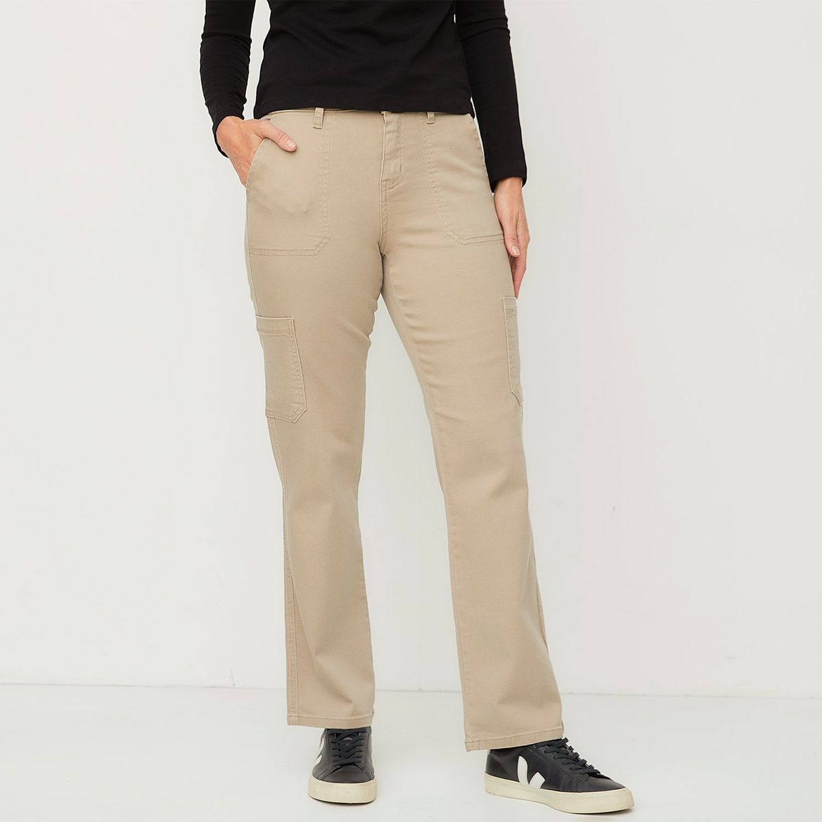 NEWPORT - Pantalón Cargo Newport Mujer Algodón Casual Tiro Medio