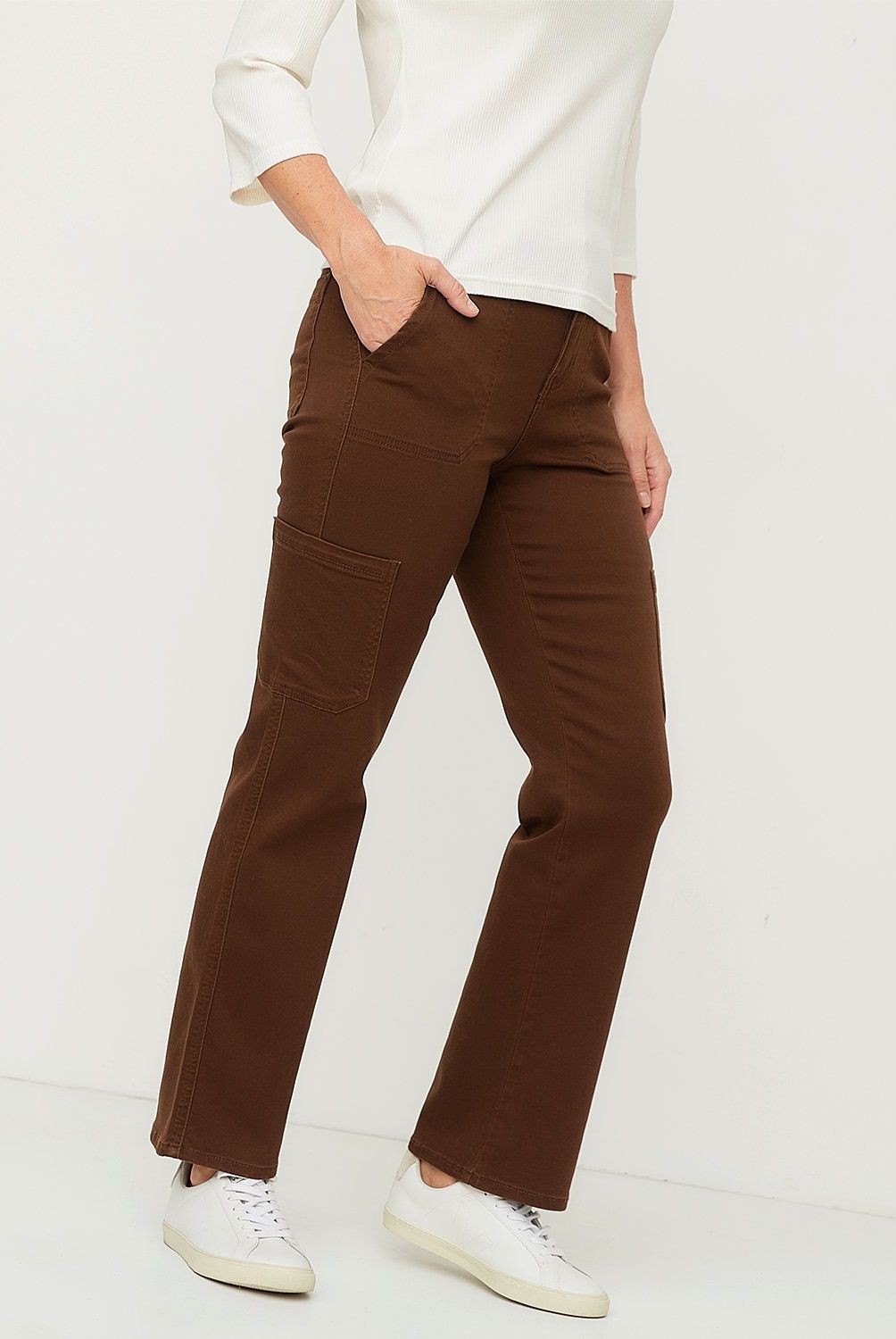NEWPORT - Pantalón Cargo Newport Mujer Algodón Casual Tiro Medio