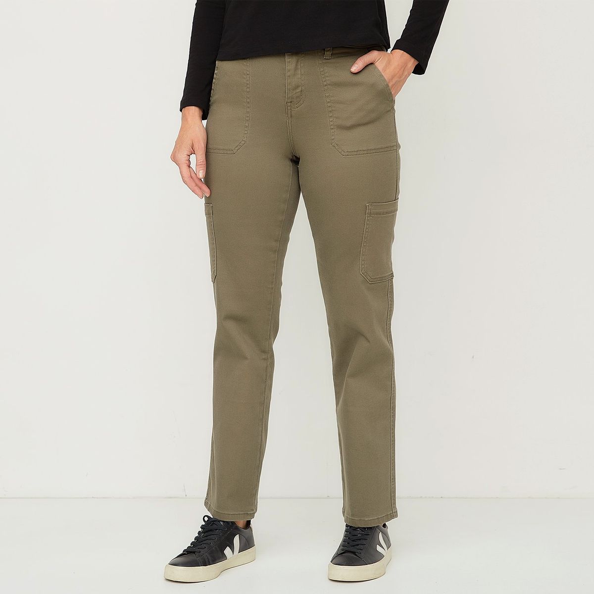 NEWPORT - Pantalón Cargo Newport Mujer Algodón Casual Tiro Medio