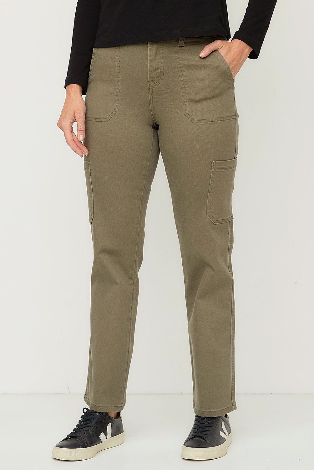 NEWPORT - Pantalón Cargo Newport Mujer Algodón Casual Tiro Medio