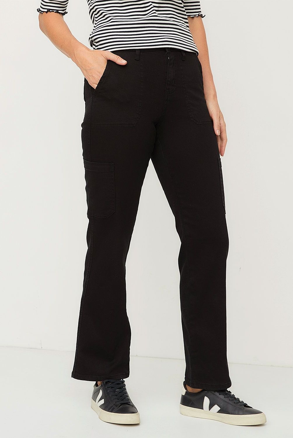 NEWPORT - Pantalón Cargo Newport Mujer Algodón Casual Tiro Medio