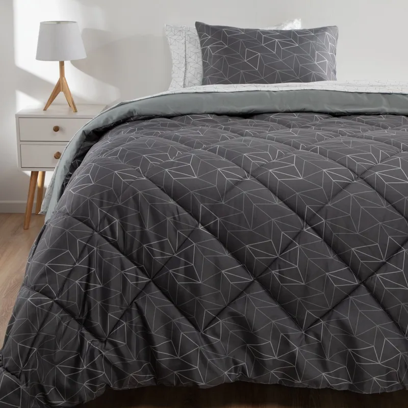 AMBIENTA - Juego De Cama Estampado Turvi Juego de Sábana + Plumón Ambienta