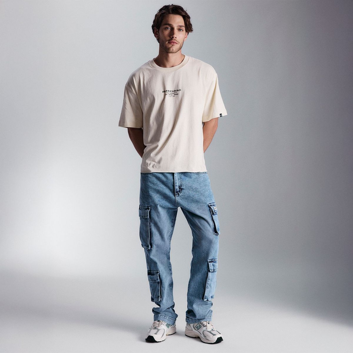 AMERICANINO - Jeans Cargo Straight Americanino Hombre Algodón Multipocket