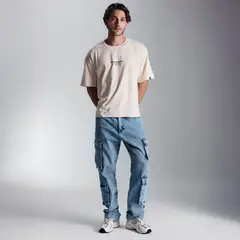AMERICANINO - Jeans Cargo Straight Hombre Algodón Multipocket