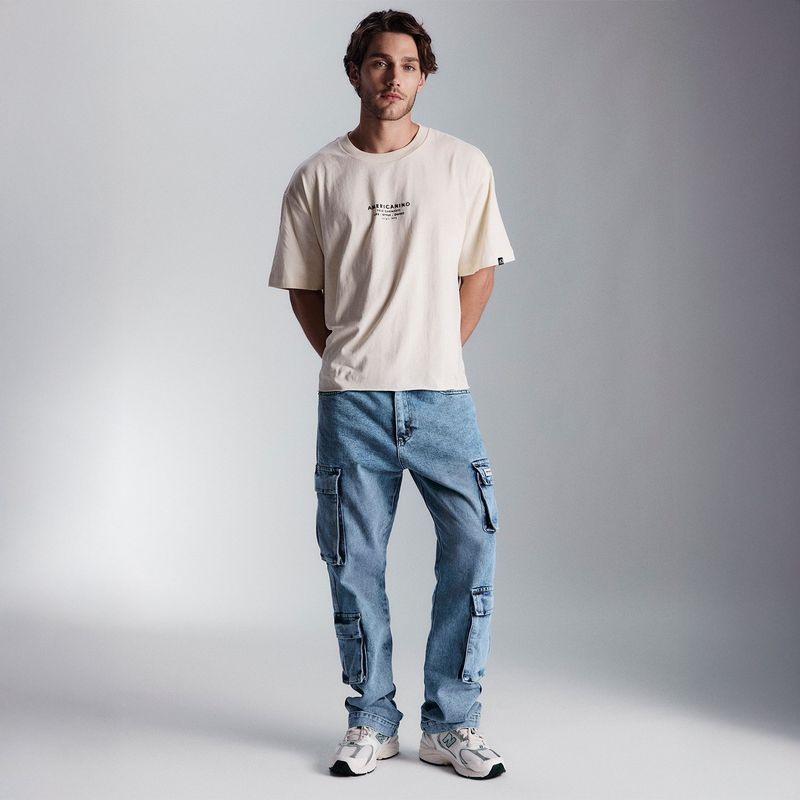 AMERICANINO - Jeans Cargo Straight Americanino Hombre Algodón Multipocket