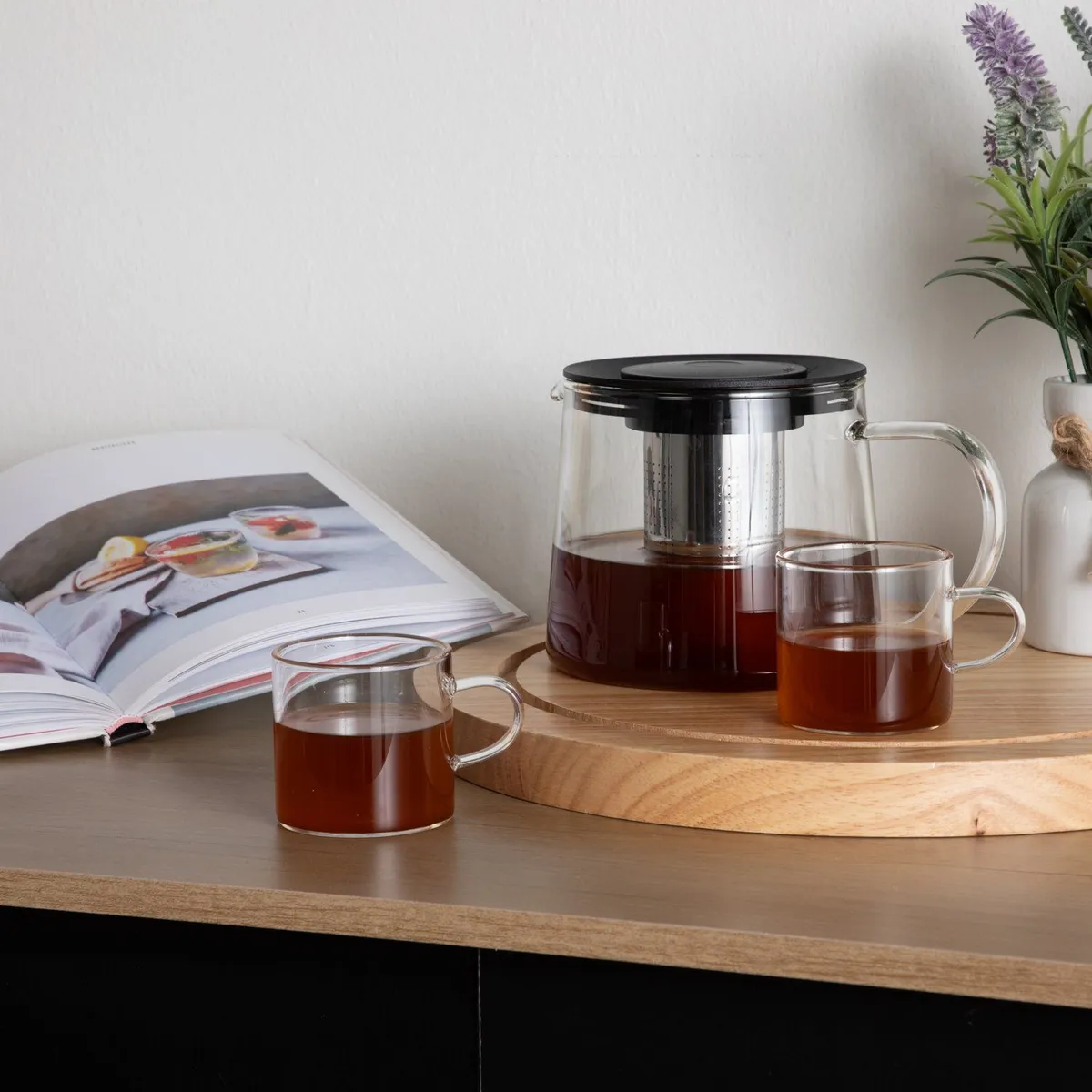 MICA - Set Tetera 450 ml + 2 Tazas Vidrio 300 ml All Day Mica
