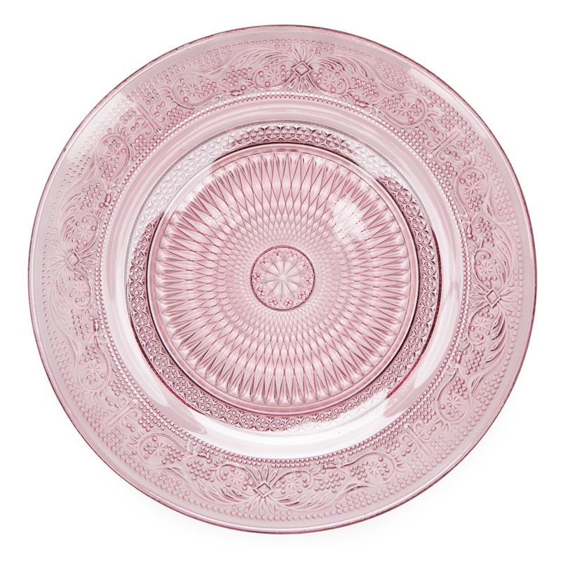 ROBERTA ALLEN - Set 4 Platos Postre Vidrio Labrado Rosado 18 cm Roberta Allen