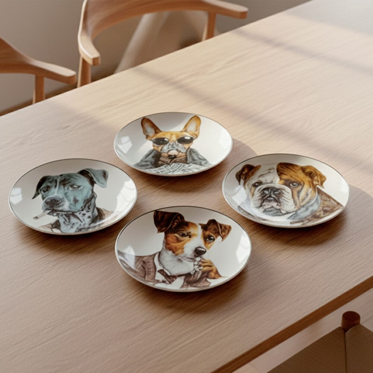 BASEMENT HOME - Set 4 Platos Aperitivo 15 cm Perros Black Bar Basement Home