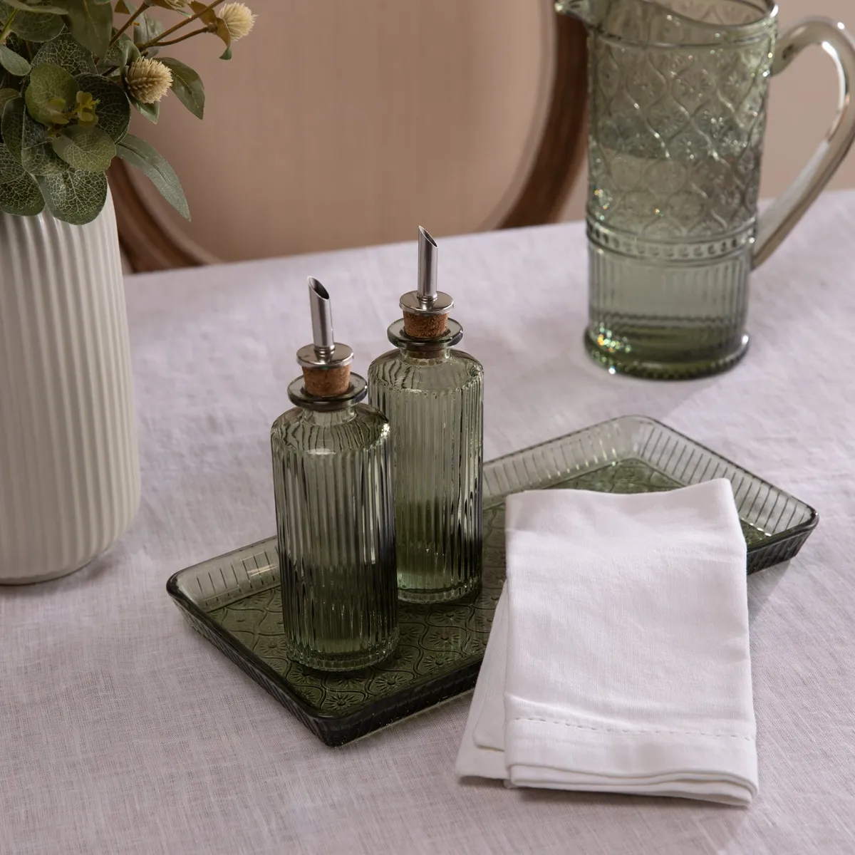 ROBERTA ALLEN - Set 2 Alcuzas Vidrio Labrado Verde 180 ml Roberta Allen