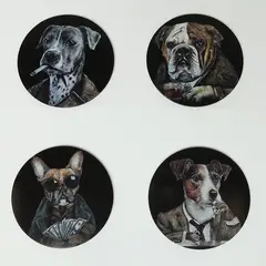 BASEMENT HOME - Set 4 Posavasos Perros Black Bar 10 x 10 cm