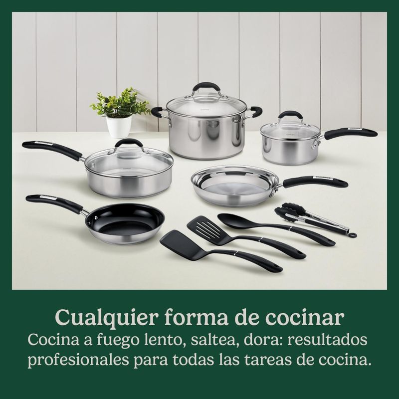 CUISINART - Batería de Cocina 12 Piezas Acero Inoxidable Cuisinart