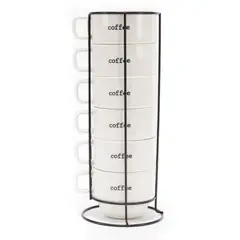 MICA - Set 6 Tazas 350 ml Frases + Soporte All Day