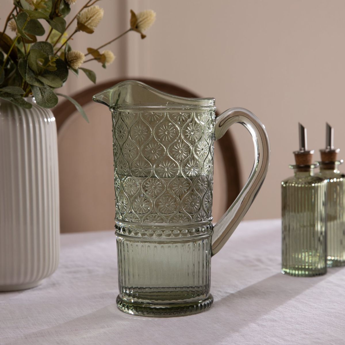 ROBERTA ALLEN - Jarra Vidrio Labrado Verde 1 Litro Roberta Allen