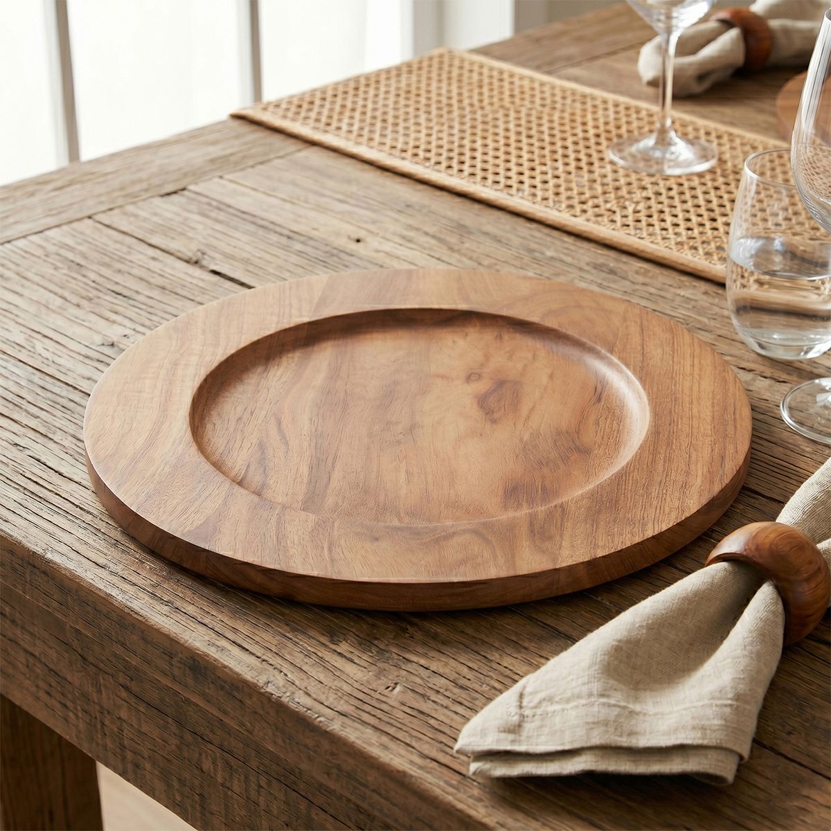 CASA CANTABRIA - Plato Base Charger 35 cm Acacia Casa Cantabria
