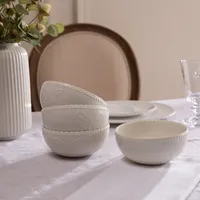 Set 4 Bowl 12.7 Cm Porcelana Blanco Libélula New