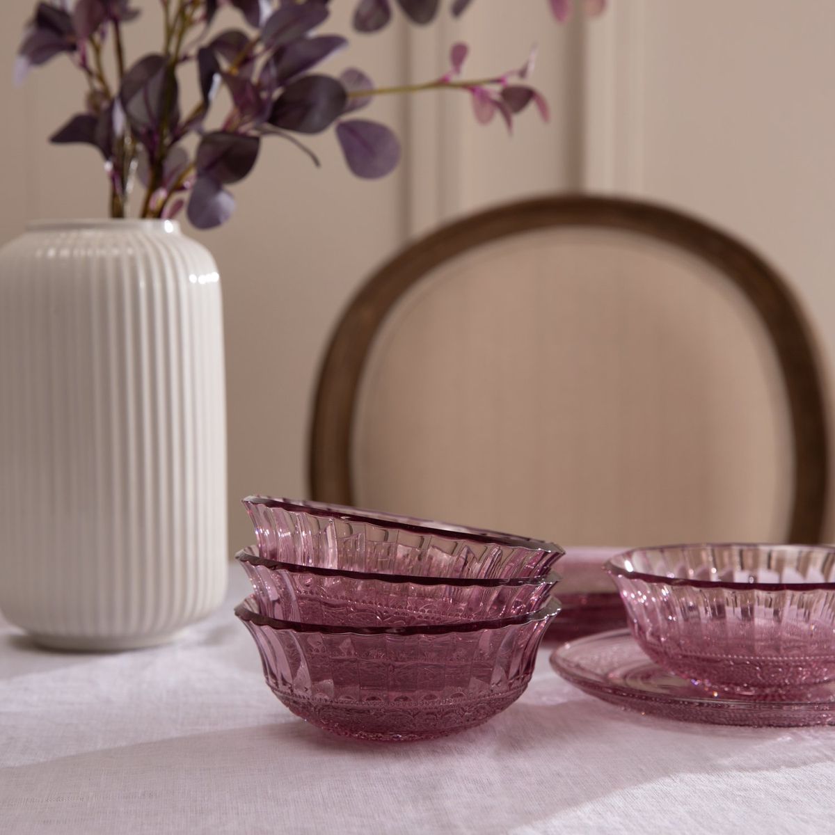 ROBERTA ALLEN - Set 4 Bowl Vidrio Labrado Rosado 370Ml Roberta Allen