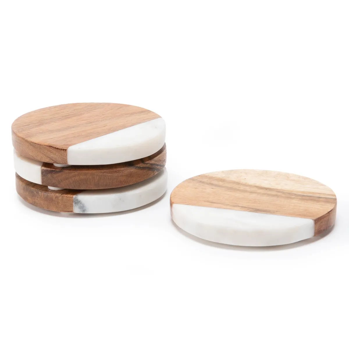 CASA CANTABRIA - Set 4 Posavasos Marble Madera Casa Cantabria