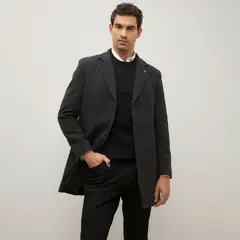 WOLF&HANK - Abrigo de Lana Hombre Regular Fit Jaspeado