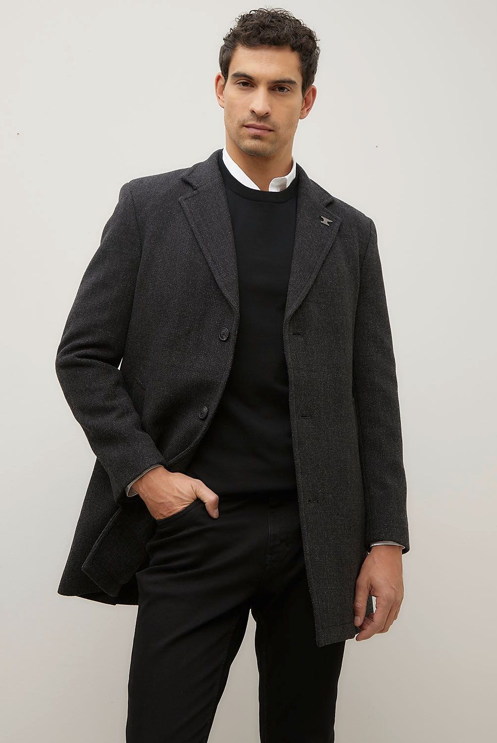 WOLF&HANK - Abrigo de Lana Hombre Wolf&Hank Regular Fit Jaspeado