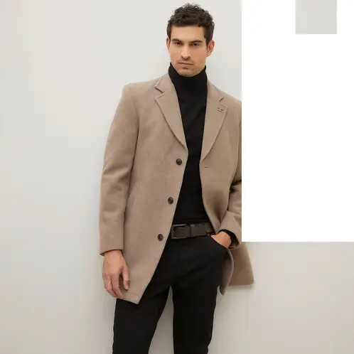 WOLF&HANK - Abrigo de Lana Hombre Regular Fit Jaspeado