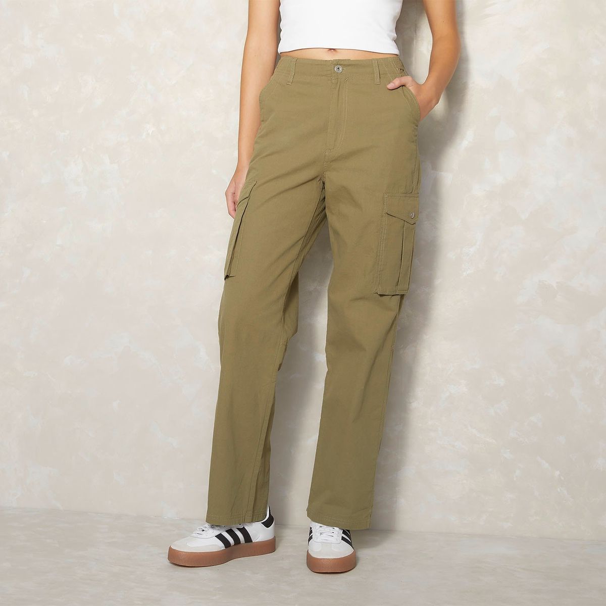 SYBILLA - Pantalón Cargo Sybilla Tiro Medio Mujer 100% Algodón