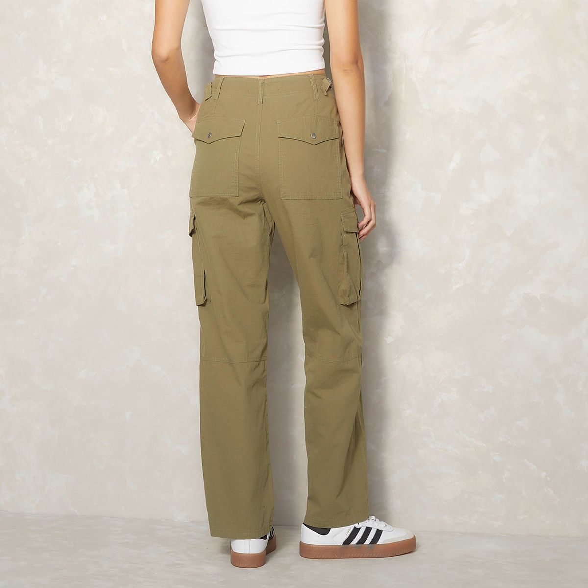 SYBILLA - Pantalón Cargo Sybilla Tiro Medio Mujer 100% Algodón