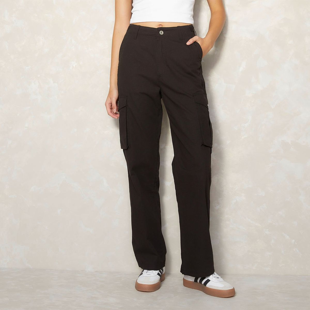 SYBILLA - Pantalón Cargo Sybilla Tiro Medio Mujer 100% Algodón