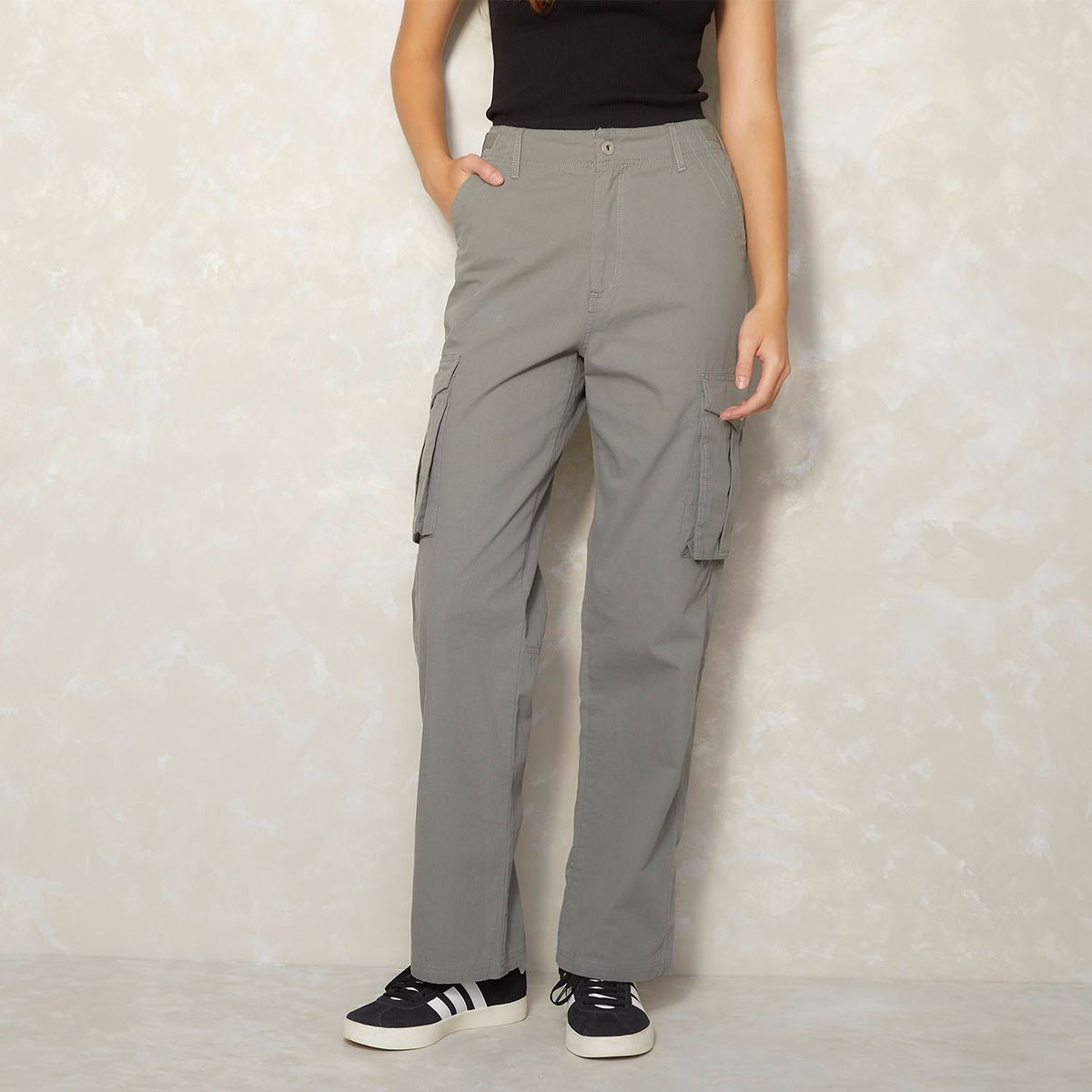 SYBILLA - Pantalón Cargo Sybilla Tiro Medio Mujer 100% Algodón