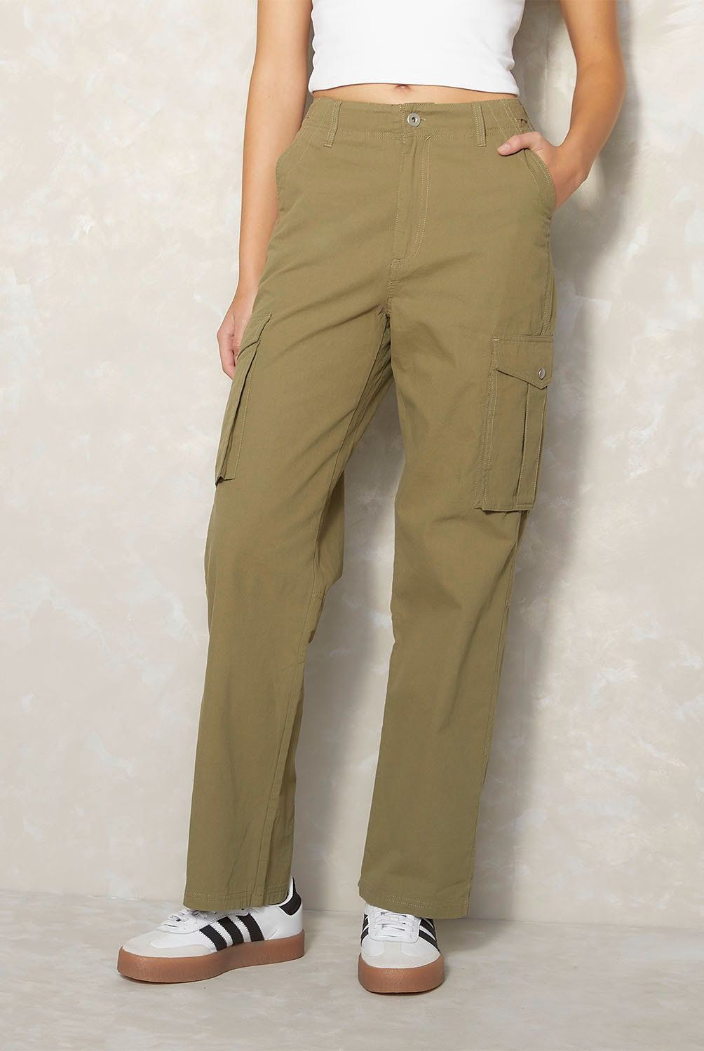 SYBILLA - Pantalón Cargo Sybilla Tiro Medio Mujer 100% Algodón