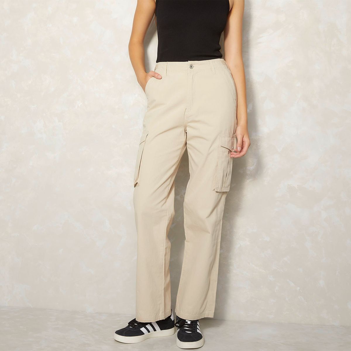 SYBILLA - Pantalón Cargo Sybilla Tiro Medio Mujer 100% Algodón